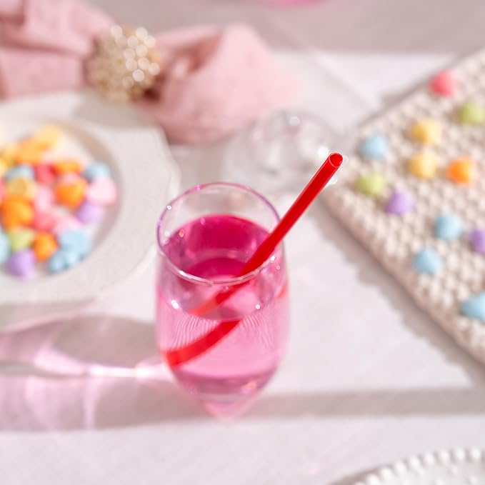 JOYIN 50 Pcs Valentine's Day Heart Shaped Red Straws, 8.3” Plastic Heart Straws Disposable & Reusable, Valentines Day Birthday Wedding Party Bridal Shower Cocktail & Soft Drinks Tableware Supplies