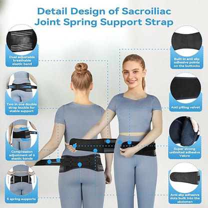 Sacroiliac Hip Belt for Women and Men, Adjustable Breathable Hip Brace, Sciatica Pain Relief Devices, Trochanter Brace for Relieving Lower Back Pain, Sacroiliac SI Joint Pelvic Pain & Sciatica