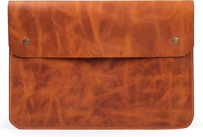 MegaGear Top Grain Leather Macbook Bag Laptop Sleeve for MacBook Pro and MacBook Air Case - 14 Inch - 13 Inch (M4, M3, M2, M2, M1, Pro & Max) - 13.3 Inch - iPad Pro 12.9 Inch - 2020 to 2024 Models