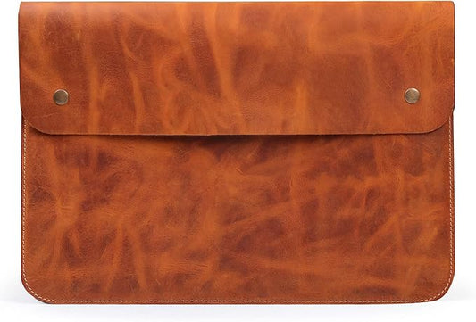 MegaGear Top Grain Leather Macbook Bag Laptop Sleeve for MacBook Pro and MacBook Air Case - 14 Inch - 13 Inch (M4, M3, M2, M2, M1, Pro & Max) - 13.3 Inch - iPad Pro 12.9 Inch - 2020 to 2024 Models