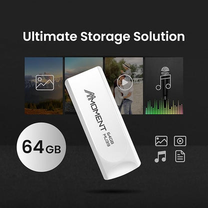 MMOMENT MU39 64GB USB 3.1 Gen1 Flash Drive, Read Speed up to 100MB/s, Retractable Design Thumb Drive