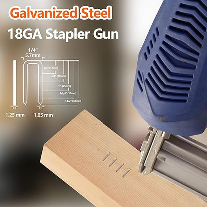 1000-Count 1 Inch Length, 18 Gauge 1/4 Inch Narrow Crown Staples, Heavy Duty Beveled Chiseled Pointed Galvanized Staples, for Pneumatic, Electric 18GA Stapler Gun