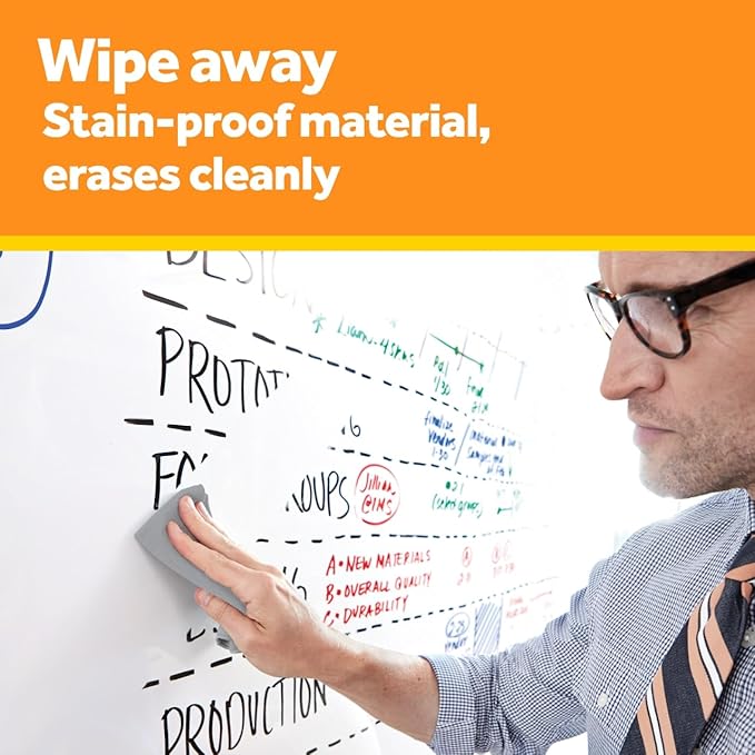 Post-it Dry Erase Whiteboard Film Surface for Walls, Doors, Tables, Chalkboards, Whiteboards, and More, Removable, Stain-Proof, Easy Installation, 3 ft x 2 ft Roll (DEF3x2)