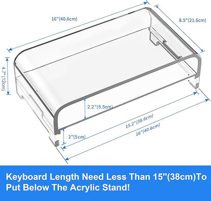 Acrylic Monitor Stand Riser Desk Shelf 2 Tier, 5 Inches High, Laptop Stand for Desk Clear Computer Desk Organizer Shelf for PC/Printer Storage Laptop Desktop Stand Organization