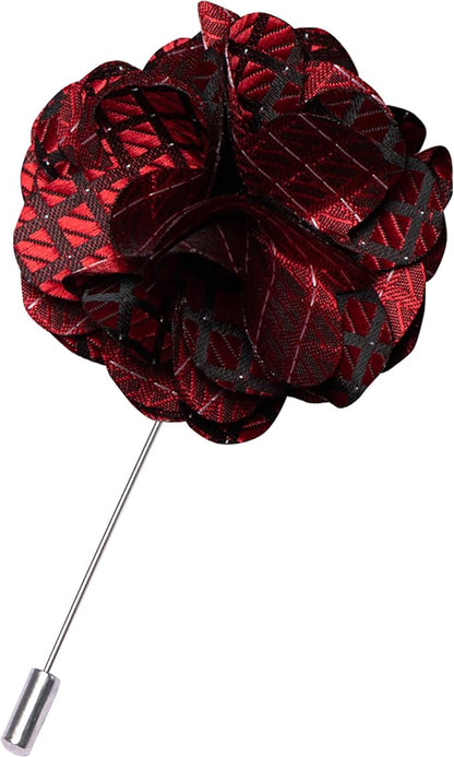 JEMYGINS Mens Solid Color Plaid Tie and Lapel Pin Necktie Pocket Square and Tie Clip with Sets for Business Casual 4PCS