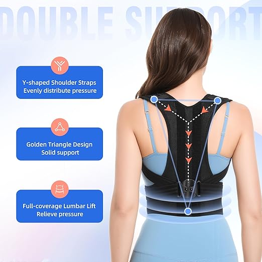 babaka Posture Corrector for Women and Men, Adjustable Full Back Support, Upper and Lower Back Pain Relief, Back Brace, Shoulder Straightener, Scoliosis, Hunchback, Thoracic, Spine Corrector (X-Large, Waist: 33''-44'')