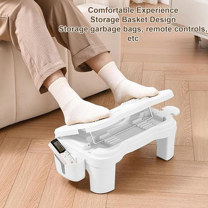 Ymiko Adjustable Under Desk Footrest Stool, Height Adjustable Multifunctional Stable Reader Foot Rest for Office Home Toilet White PP Alloy