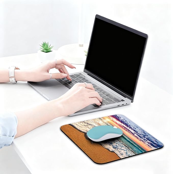 Beach Patterns Desk Mat, Large Gaming Mouse Pad Non-Slip Rubber Base with Stitched Edges, Waterproof Protection for PC Laptop Home Office Desk Decor (8x9in)