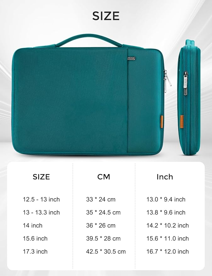 DOMISO Laptop Case Laptop Sleeve Cover for 14 inch MacBook Pro M4/M3/M2/M1 Pro/Max, Compatible with 13.3 inch HP Dell ASUS Notebook, Water-Resistant Bag with Scalable Handle and Small Case,Turquoise