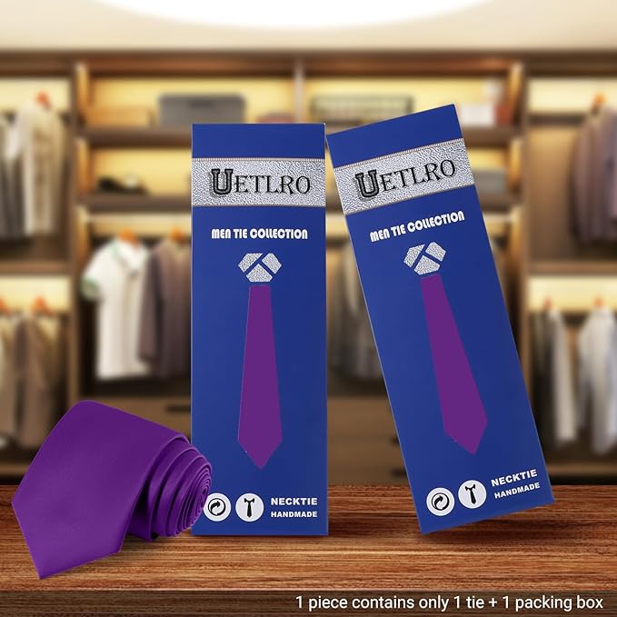 Black Ties For Men Solid Pure Color Formal Neckties 3.15" (8CM) Men's Tie for Business and Wedding with Gift Box