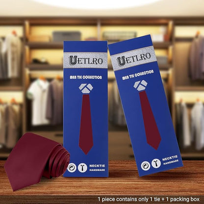 Black Ties For Men Solid Pure Color Formal Neckties 3.15" (8CM) Men's Tie for Business and Wedding with Gift Box