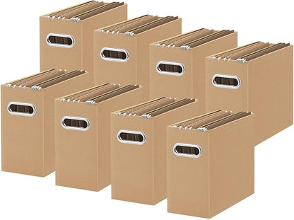 Oterri Cardboard File Organizer Box for Hanging File Folders Letter Size,File Box for Computer Desk,File Cabinet,Working Home,Office,Classroom (Brown, Letter Size - 8 Packs)