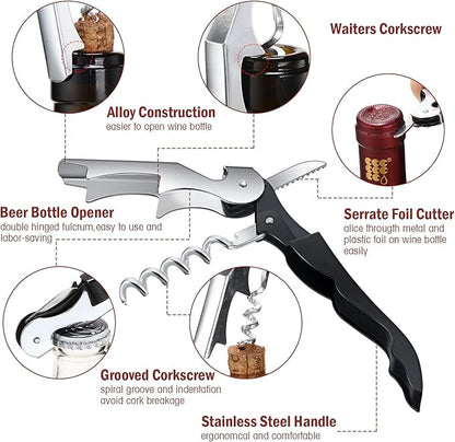Wine Keys Opener Travel Corkscrew Wine bottle Opener Waiter Beer Bartender for Home Office Kitchen Restaurant Bar Applications(Black,24 Pieces)