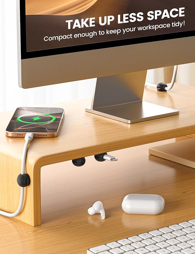 8Pack Magnetic Cord Organizer Clips - Lamicall [Mini-Soft Silicone] Cable Management for Phone Charger Cords, Strong Magnet Adhesive Cord Holder for Desk/Nightstand/Home/Office, Organizer Accessories