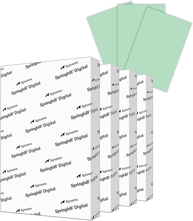 Springhill 11” x 17” Green Copy Paper, 28lb Bond/70lb Text, 104gsm, 2,000 Sheets (4 Reams) – Colored Printer Paper with Smooth Finish – Versatile and Flexible Computer Paper – 024185C