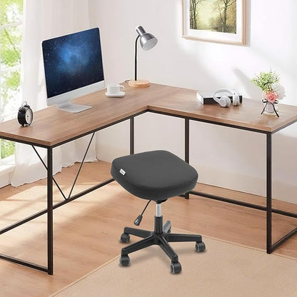 Footrest Stool Under Desk, Rolling Swivel Stool Chair with Height and Tilt Angle Adjustment, 360° Rolling Massage Chair with Wheels, Ergonomic Foot Rest for Home Office,Gaming,Salon,Massage,Study Room