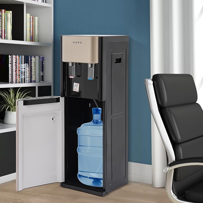 Bottom Loading Water Cooler Dispenser for 20L/5.28 Gallon Bottles,Stainless Steel Hot & Cold Water Dispenser with LED Indicator Light for Home, Offices, Hotels, Kitchens (Gold)