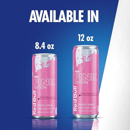 Red Bull Wild Berries, Pink Edition, with 80mg Caffeine plus Taurine & B Vitamins, 8.4 Fl Oz, Pack of 4 Cans