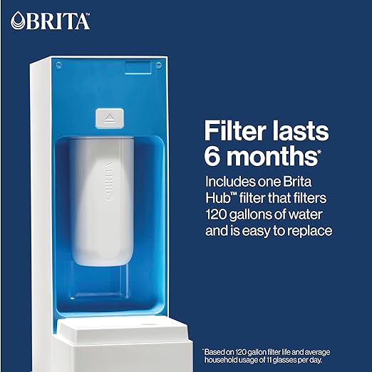 Brita Hub Compact Instant Powerful Countertop Water Filter System, Reduces 70+ Contaminants, 9 Cup Water Reservoir, Includes 6 Month Carbon Block Filter, White, 87344