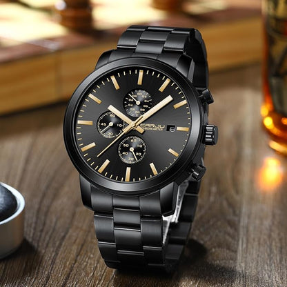 CRRJU Mens Stylish Casual Quartz Watches for Men Luxury Waterproof Calendar Chronograph Japan Movement Wristwatches