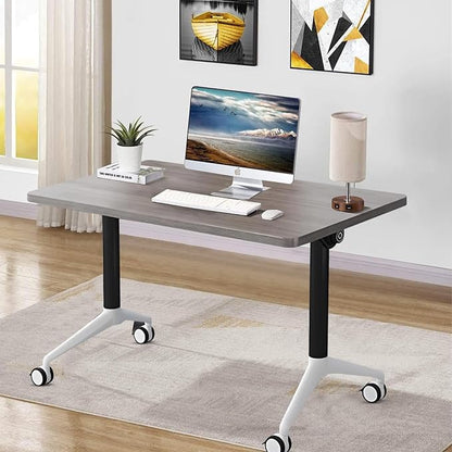 Conference Room Table, Folding Conference Table with Flip-Top Design, Mobile Seminars Dynamic Meetings Training Tables for Offices, Classrooms, and Meeting Room (8, grey1915, 70.8in)
