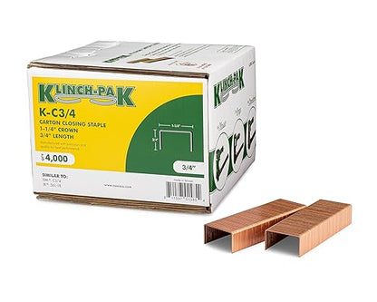 C-3/4 Carton Staple 1-1/4 inch Crown with 3/4 inch Leg Length, 4000 per case - SIM CC34, C34 or JK561, Ideal for Wood and Sheet Metal Projects in Construction, DIY and Office/Retail