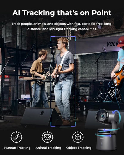 OBSBOT Tail Air NDI Streaming Camera 4K, AI Tracking PTZ Camera with Intelligent APP, Gesture Control, HDMI/USB-C/Wireless Webcam, Video Camera Live Stream for YouTube, Church, Worship, Creator, etc.