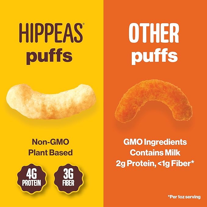 Hippeas Chickpea Puffs, Variety Pack: Vegan White Cheddar, Nacho Vibes, 0.8 Ounce (Pack of 30), 3g Protein, 2g Fiber, Vegan, Gluten-Free, Crunchy, Plant Protein Snacks