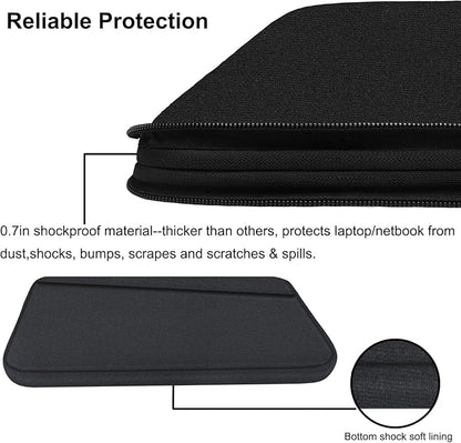 15.6 inch Laptop Sleeve, Durable Computer Carrying Bag Protective Case Briefcase Handbag with Front Pocket, Slim Cover for 15-16 Inch HP, Dell, Lenovo, Asus, Notebook, Black