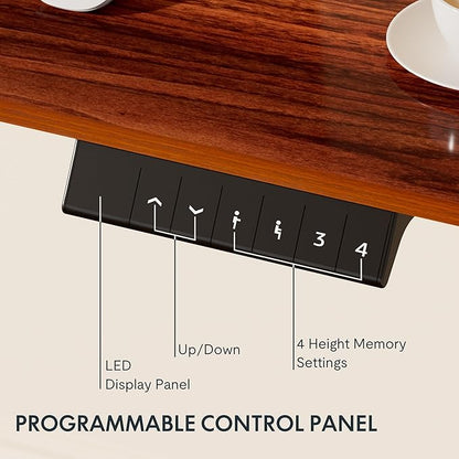 FLEXISPOT EN1 Whole-Piece Standing Desk - 48 x 30 Inches Electric Height Adjustable Sit Stand Desk (Black Frame + 48 in Mahogany Top, 2 Packages)