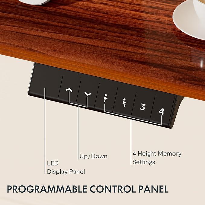 FLEXISPOT EN1 One-Piece Standing Desk 40"x24" Mahogany - 1" Thick Desktop, Home Office Use, Height Adjustable with 4 Memory Presets, Supports Multiple Monitors, 2 Packages