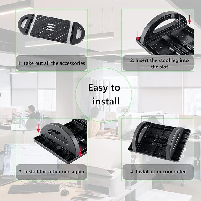 Rocking Foot Rest Under Desk at Work,Rocking Foot Stool Footrest,Footrest with Foot Massage Feet Stand,Promote Leg Circulation,Massage Feet Stand for Office&Home (Black)