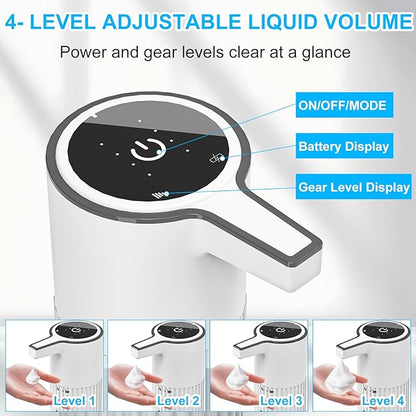 HOMELYLIFE Automatic Foaming Soap Dispenser, 13.53oz/400ml Touchless Soap Dispenser with 4 Adjustable Levels, 1800mAh USB Rechargeable Smart Hand Free Dispenser for Bathroom, Kitchen, Office, Home