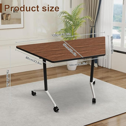 Folding Conference Table, Rectangular Conference Room Tables, Mobile Modular Training Table, Solid Steel Frame,Thickened Panel,for Schools,Meeting Room and Offices (8PCS, 47in)