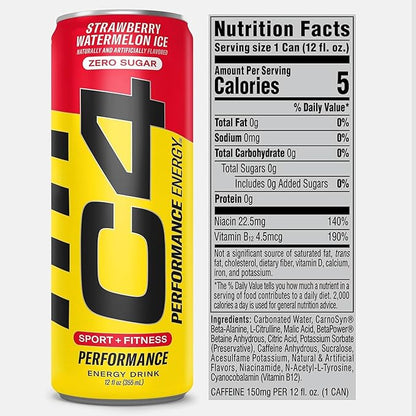 Cellucor C4 Energy Drink POPSICLE Variety Pack, Carbonated Sugar Free Pre Workout Performance Drink, 4 Flavors - Grape & Cherry Popsicle, Strawberry Watermelon Ice, Frozen Bombsicle, 12 Oz Pack of 12