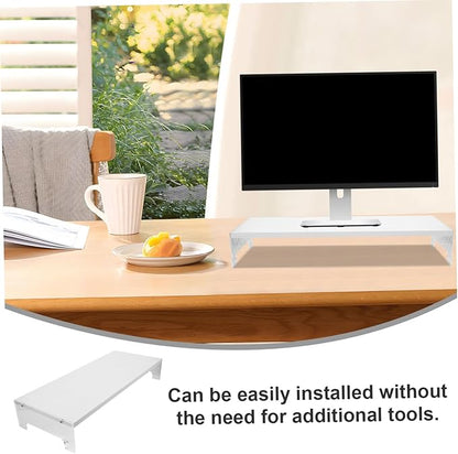 Mipcase Acrylic Monitor Stand Riser with Legs White Computer Lifting Rack for Desk Posture Improvement Neck Shoulder Relief Home Office Use