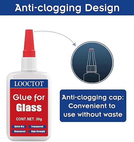30g Glass Glue,Acrylic Adhesive,Super Instant Glue Bonding Between Glasses,Glass and Other Materials,Quick-Dry Waterproof Clear