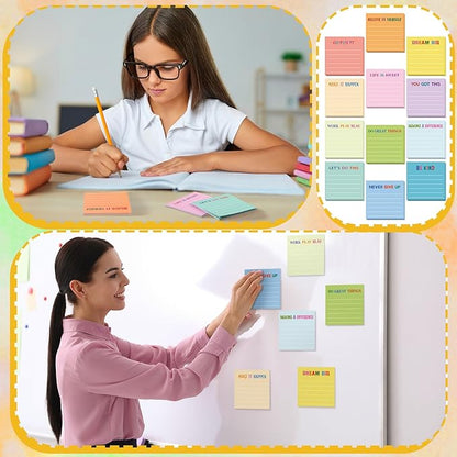 Yinder 24 Pcs Inspirational Sticky Notes Christmas Stocking Stuffers Motivational Sticky Notes Pad Employee Appreciation Gift Bulk for Teacher Nurse Coworker Office 3 x 3'' (Motivational,Light Color)