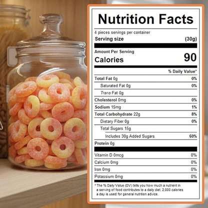 Purple Truck Candy Co. Peach Rings - Soft Chewy Gummy Candy with Delicious Peach Flavor - Allergen-Free Fruit Gummies - Perfect for Parties, Gift Baskets, Candy Buffets, Snacking & Sharing - 1 lb Bag