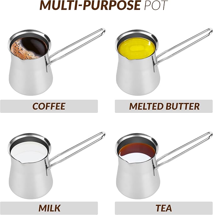 Quality Turkish Coffee Pot - Turkish Coffee Maker, Chai Pot, Arabic Coffee Pot, Briki Greek Coffee Pot, Greek Briki, Cezve, Ibrik (24oz)