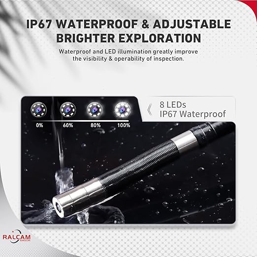 Two-Way Articulating Borescope for iPhone & Smartphone, Ralcam 5.5mm/0.21in Endoscope Camera with Light, HD Inspection Snake Camera with Battery for Engine, Pipe, HVAC Inspection