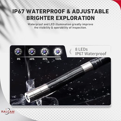 Two-Way Articulating Borescope for iPhone & Smartphone, Ralcam 5.5mm/0.21in Endoscope Camera with Light, HD Inspection Snake Camera with Battery for Engine, Pipe, HVAC Inspection