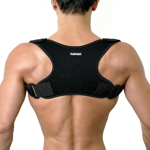Posture Corrector for Women Men, Copper Upper Back Brace, Back Straightener Support Correcting Hunchback and Bad Posture, Back Pain Relief for Neck, Shoulder, Clavicle, Black, S/M