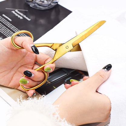 NatSumeBasics 7" Small Gold Scissors Craft Tailor Fabric Brass Scissors All Purpose Stainless Steel Professional Dressmaker Shears for Desk School Office Home (NEW)