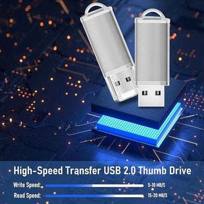 8GB USB Flash Drive 20 Pack Nicepicten Thumb Drives Pack Jump Zip Drive USB 2.0 Flash Drives Mulitipack 8GB Memory Stick with Labels & Lanyards - Silver