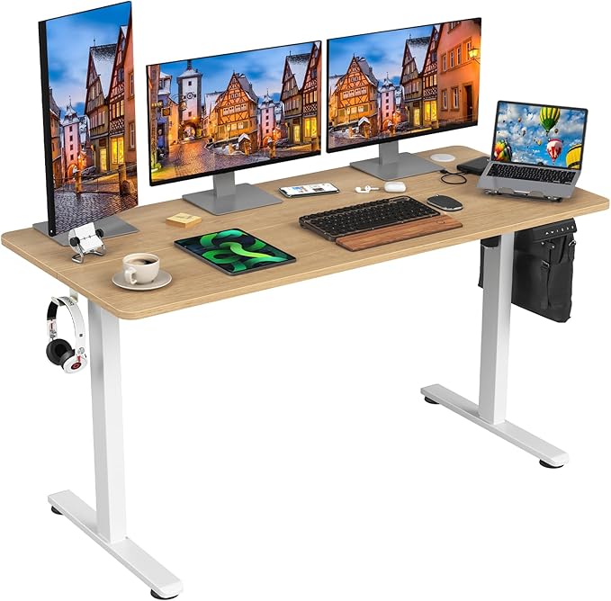 STARY Electric Standing Desk Adjustable Height Sit Stand Home Office Desk with Splice Board