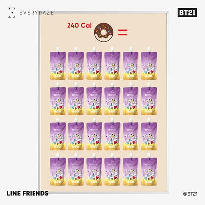 EVERYDAZE BT21 Essential C’s Konjac Jelly | Korean Pear | Vegan Collagen Peptides and Vitamin C | Gluten Free, Sugar Free, Low Calorie | Healthy Drinkable Fruit Snack | 10 Pack Box Food Drink Pouch