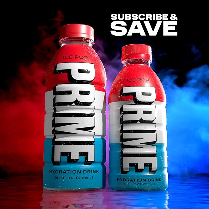 PRIME HYDRATION Duo - ICE POP, Strawberry Banana, Sports Drinks, Electrolyte Enhanced for Ultimate Hydration, 250mg BCAAs, B Vitamins, Antioxidants, Low Sugar, 16.9 Fl Oz (Pack of 24)