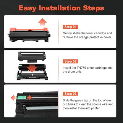 v4ink 2PK TN760 Toner Compatible Replacement for Brother TN760 TN730 TN770 Toner Cartridge Black for Brother L2550DW L2325DW L2350DW L2370DW L2390DW L2395DW L2690DW L2710DW L2717DW L2750DW Printer
