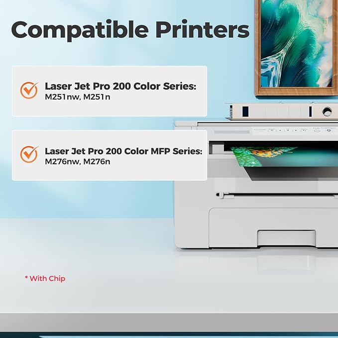 131A Toner Cartridge M251nw M276nw CF210A CF211A CF212A CF213A 131X Compatible for HP 131A Toner Cartridge Combo Pack with Chip for Color Laser Jet Pro 200 Color M251nw M251n, MFP M276nw M276n, HP131A
